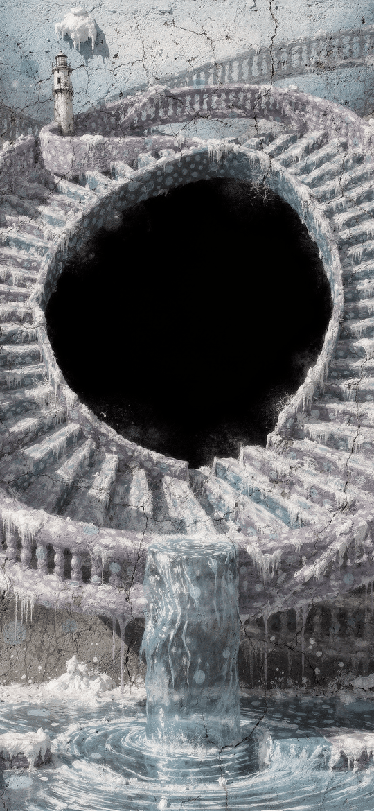 Frozen Spiral Staircase into Dark Abyss