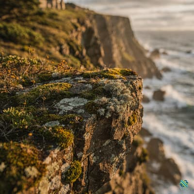 Mossy Cliff Edge Overlooking Ocean Waves