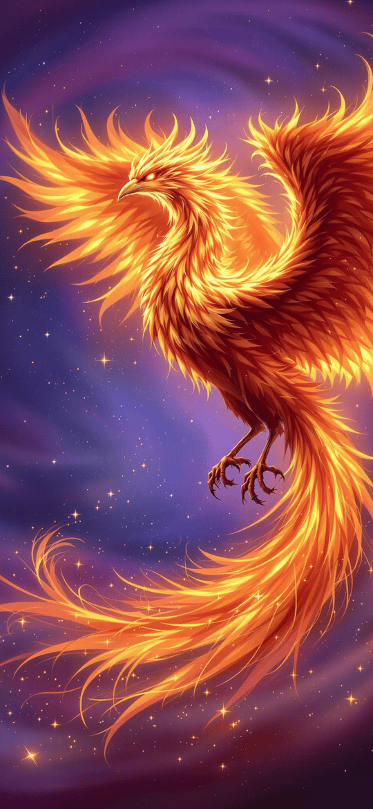 Fiery Phoenix in Swirling Cosmic Nebula