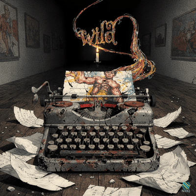Rusty Typewriter with Flaming Wild Text