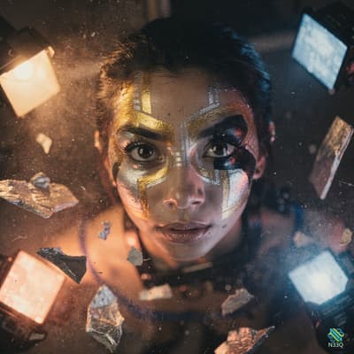 Woman with Geometric Gold Face Paint
