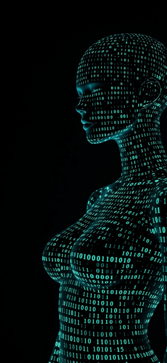 Woman Formed from Binary Code