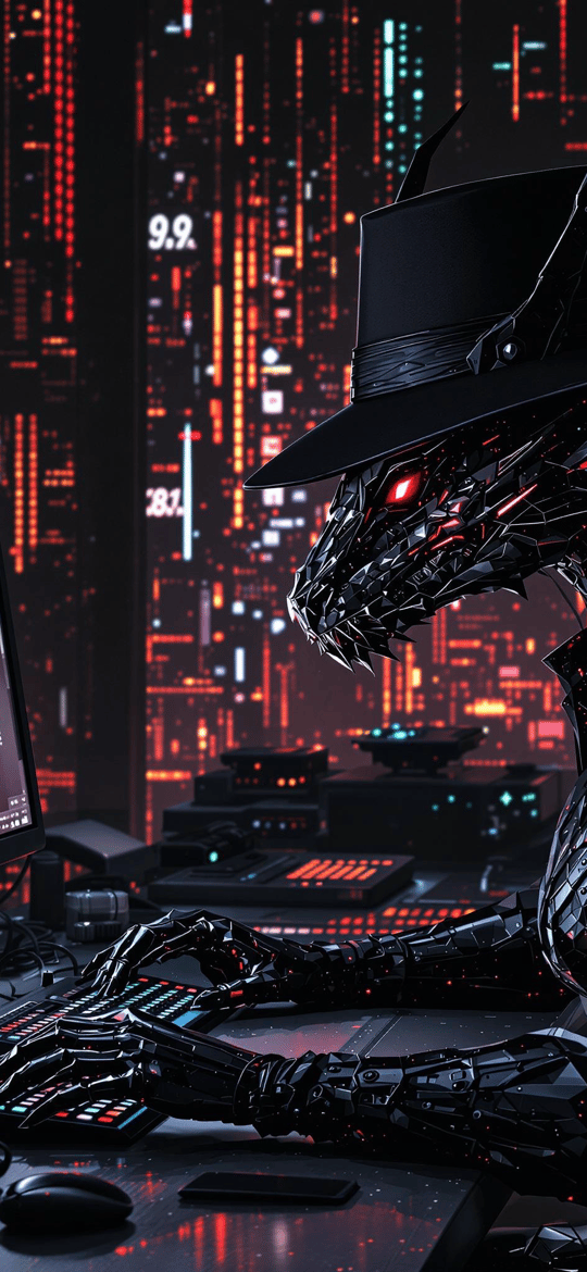 Cyborg Dragon Coding in Neon City