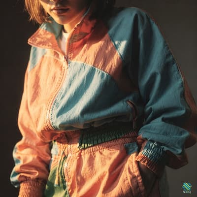Woman in Colorful Retro Windbreaker Jacket