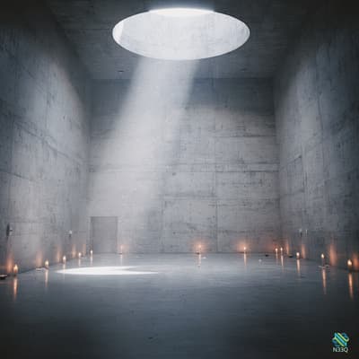 Empty Concrete Room with Oculus Light