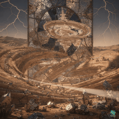 Shattered Portal Over Swirling Desert Canyon