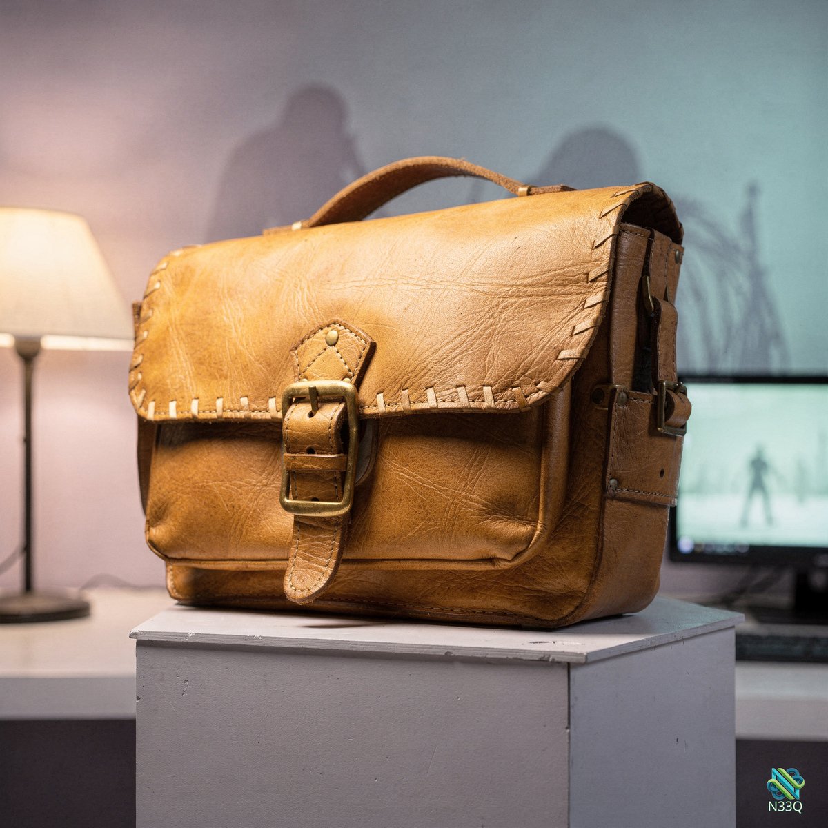 Vintage Brown Leather Messenger Bag