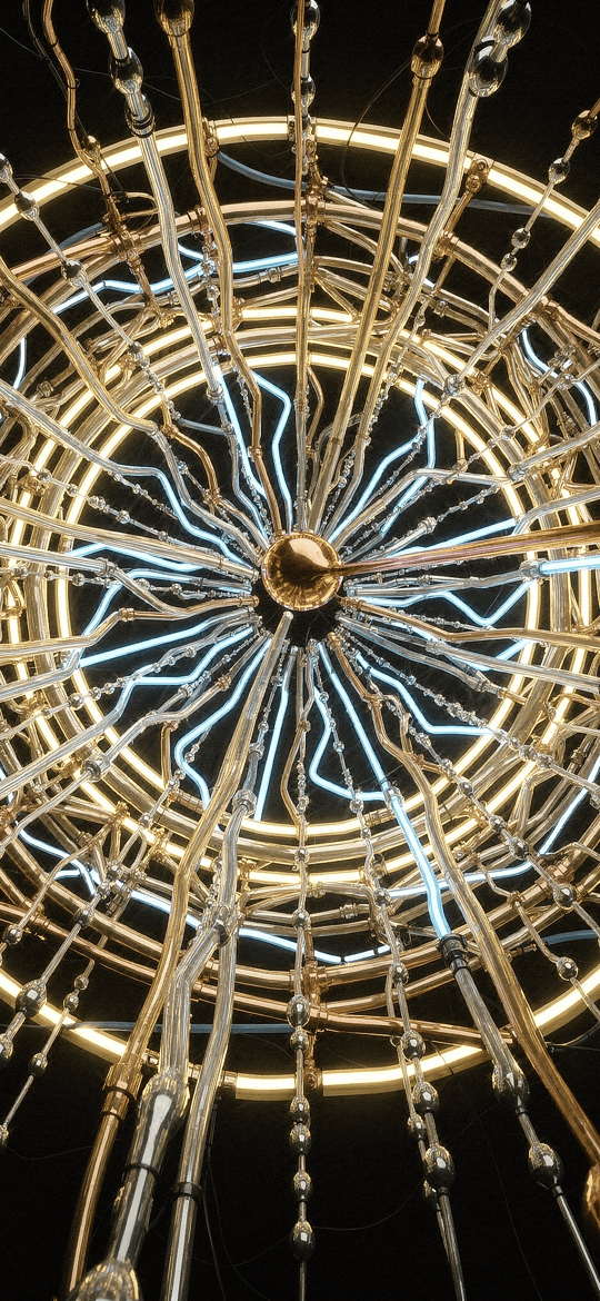 Radiating Gold and Silver Rods Around a Glowing Ring