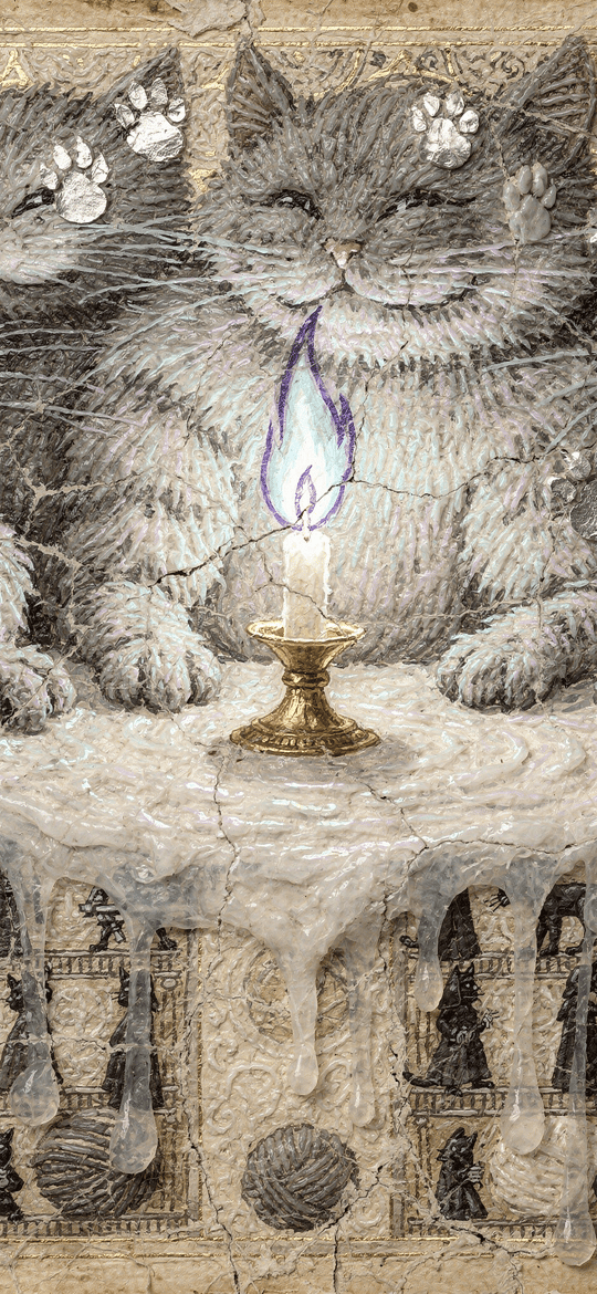 Gray Cats Around a Candle