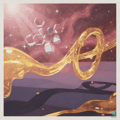 Golden Liquid Ribbon Under a Pink Starry Sky