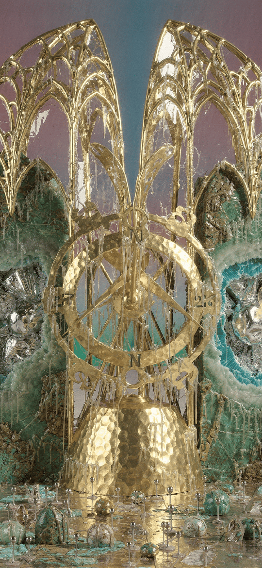 Golden Gothic Arches with Central Wheel