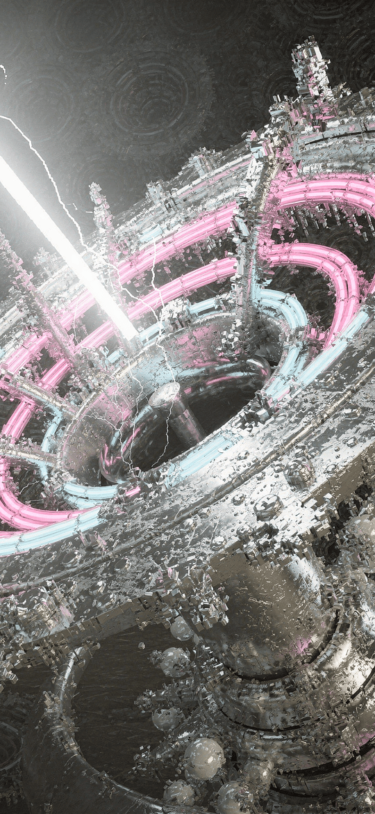 Fragmented Neon Satellite Struck by Lightning