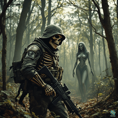 Skeleton Soldier and Ghost in Forest