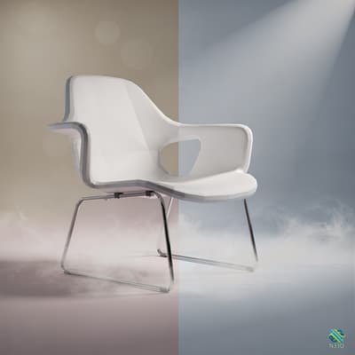 Modern White Armchair with Chrome Base