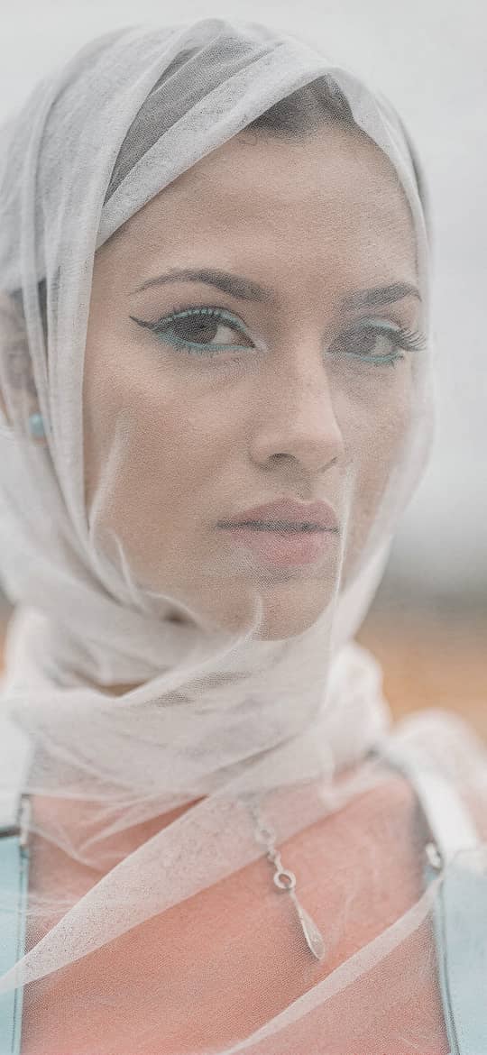 Woman in Sheer White Veil