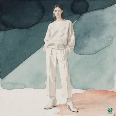 Woman in Cream Knit Sweater and Pants