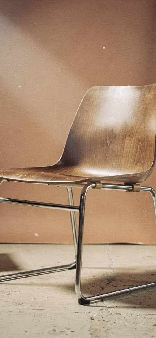 Wooden Chair with Chrome Sled Base