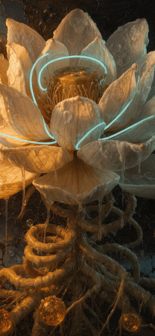 Glowing White Lotus with Dripping Petals