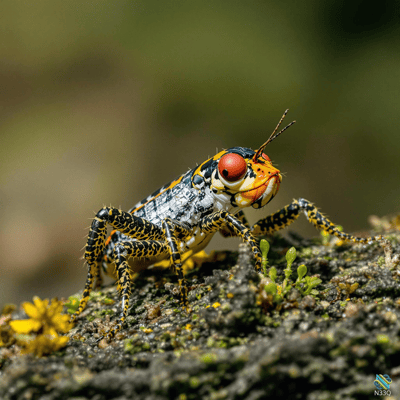 Red-Eyed Grasshopper on Rocky Surface
