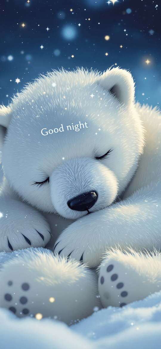 Sleeping Polar Bear Cub in Snow