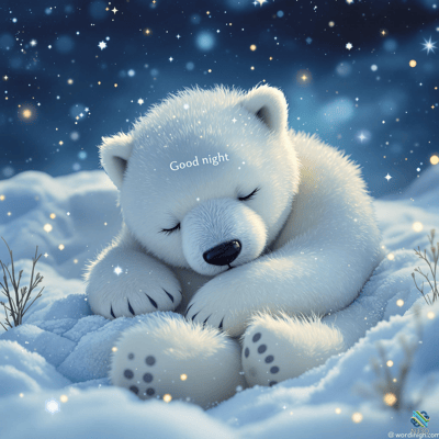 Sleeping Polar Bear Cub in Snow