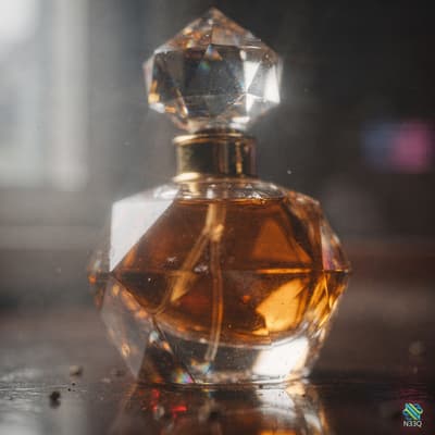 Faceted Crystal Perfume Bottle with Amber Liquid