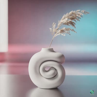 White Spiral Vase with Pampas Grass