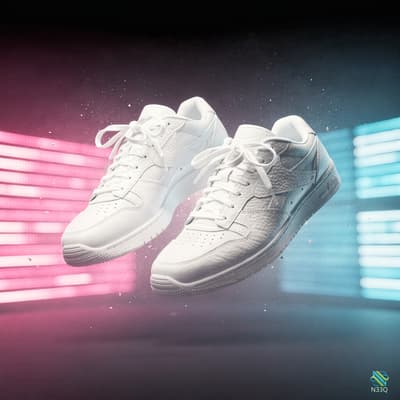 Floating White Nike Sneakers in Neon