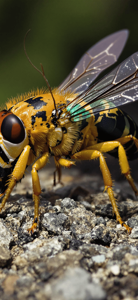 Yellow Black Fly on Gray Rock