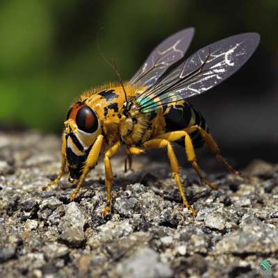 Yellow Black Fly on Gray Rock