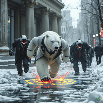 Polar Bear in Suit on Glowing Sigil