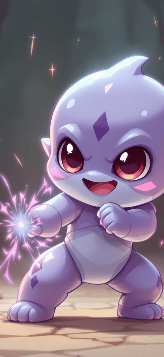 Purple Baby Monster Holding Sparkling Star