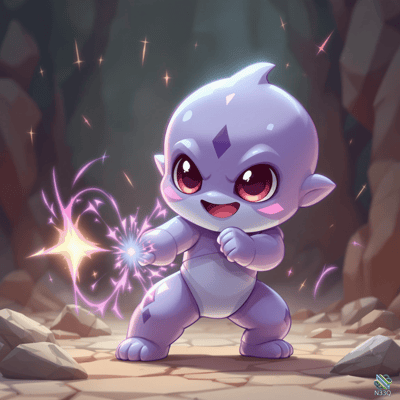 Purple Baby Monster Holding Sparkling Star