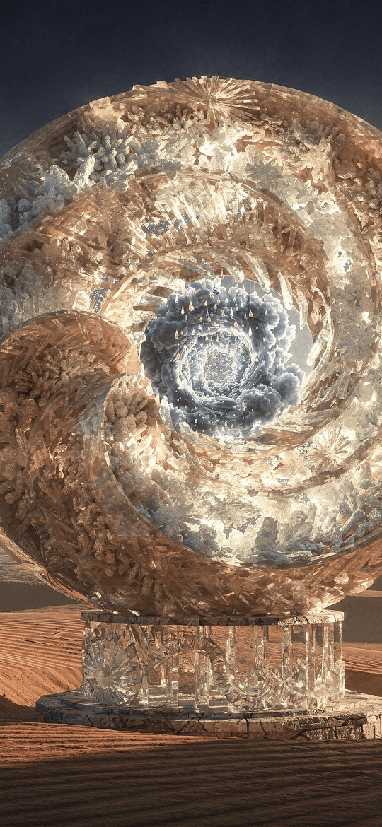 Crystalline Spiral Shell in Desert Dunes