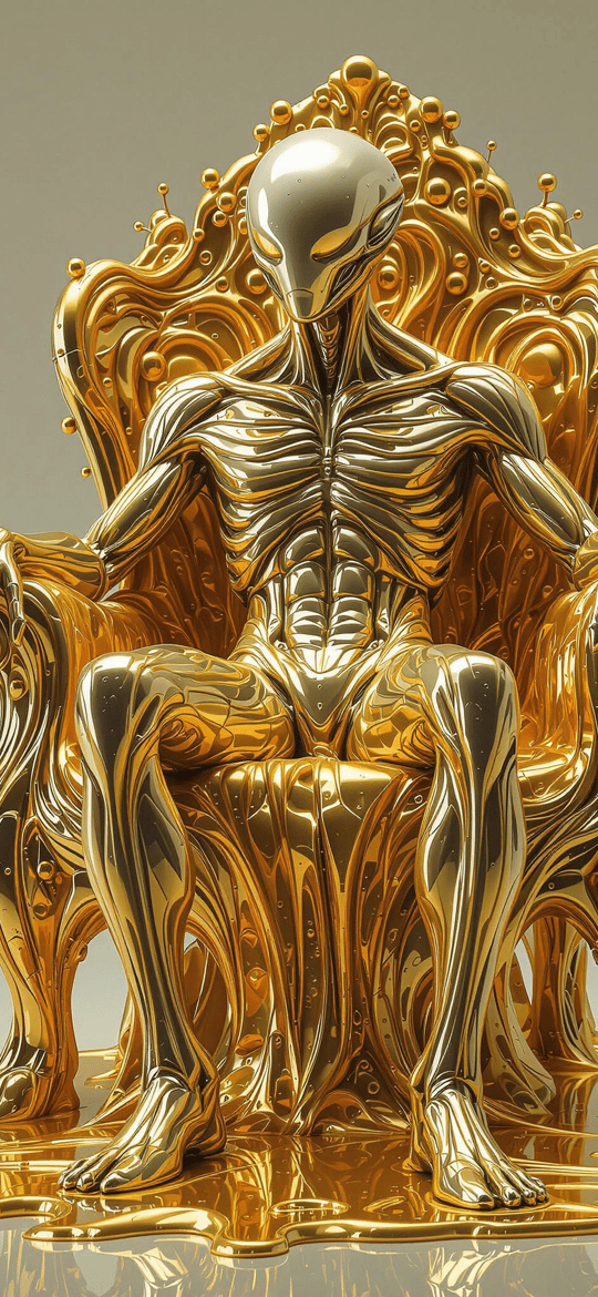 Golden Alien on Melting Throne