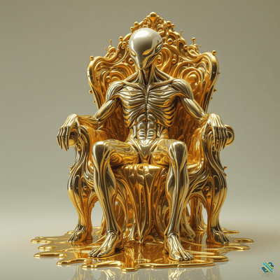 Golden Alien on Melting Throne