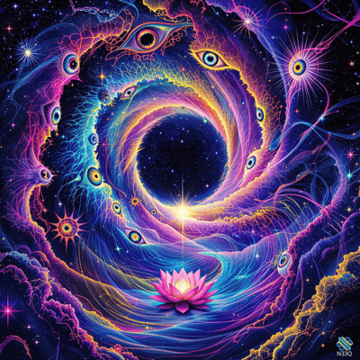 Pink Lotus in Cosmic Eye Vortex