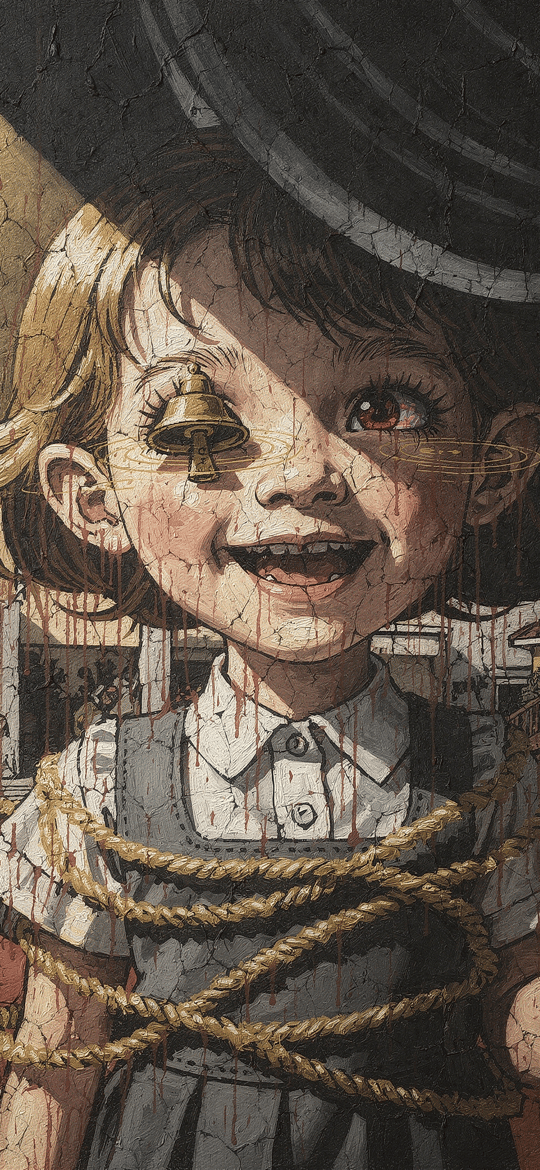 Bound Girl with Bell Eye in Schoolyard