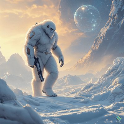 Armored Yeti with Rifle on Alien Snow