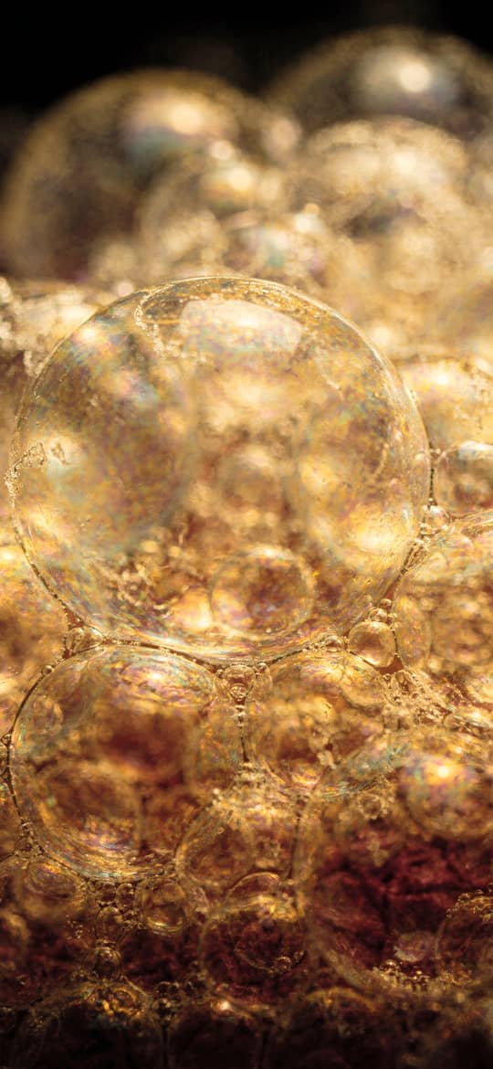 Cluster of Golden Iridescent Bubbles