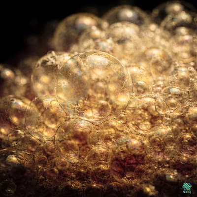 Cluster of Golden Iridescent Bubbles
