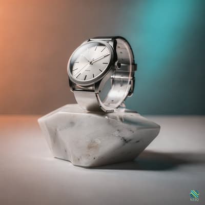 Silver Watch on Marble Stand
