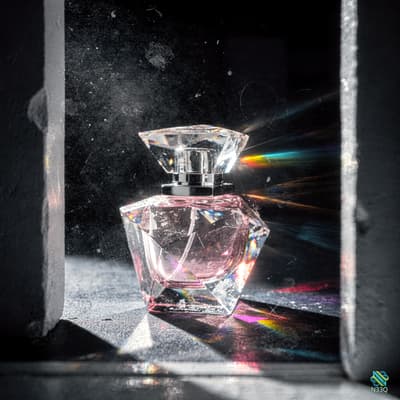 Faceted Crystal Perfume Bottle with Pink Liquid
