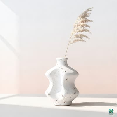 White Textured Vase with Pampas Grass