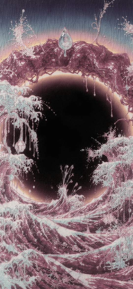 Purple Waves Around Central Black Void