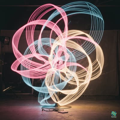 Swirling Neon Light Trails Sculpture