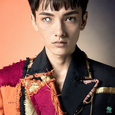 Freckled Youth in Patchwork Fashion Jacket