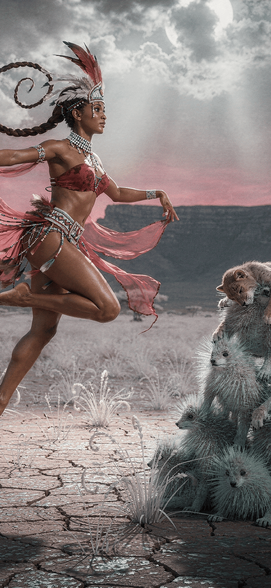 Dancer Leaping by Tower of Meerkats
