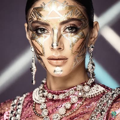 Woman with Gold Geometric Face Paint