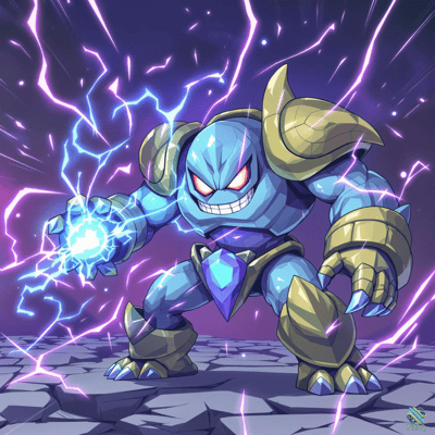 Blue Armored Lightning Monster Unleashing Energy